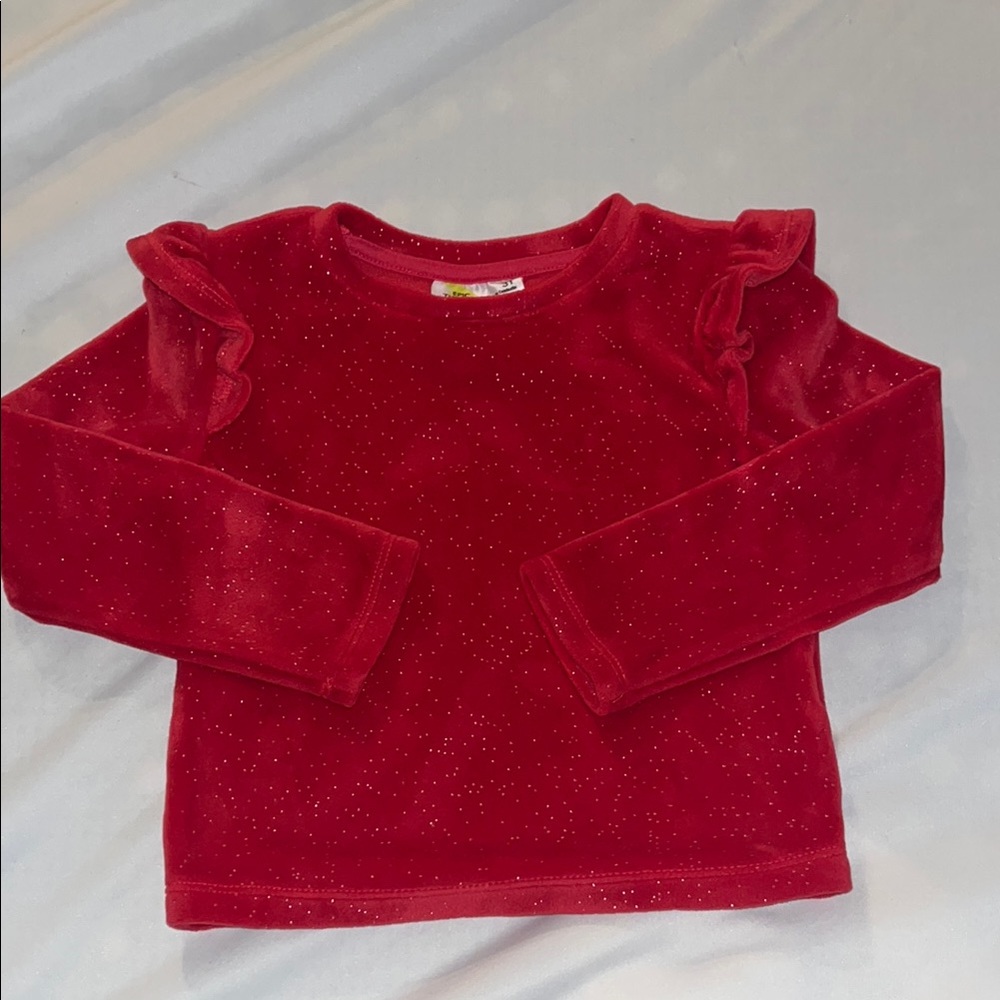 Epic Threads Toddler Girls Red Glitter Stretch Velour Top